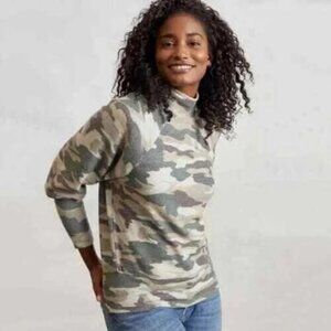 Anthropologie Maeve Laney Camo Mock Neck Top